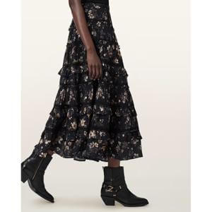 AllSaints Talia Printed Midi Skirt